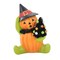 Bethany Lowe 5.0 Inch Seated Pumpkin Head Witch Halloween Figurine , Lightweight Halloween Decor Bottle Brush Tree Pumpkin
